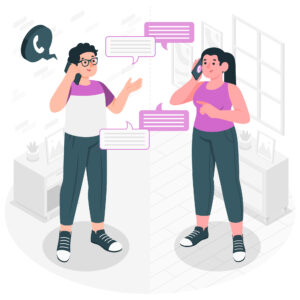 Concept art of people chatting on the phone