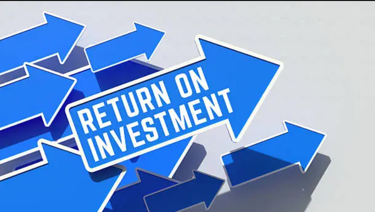 Blue arrows pointing right with one large arrow labeled “Return on Investment.”