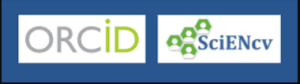 ORCID and SciENcv logos displayed side by side on a blue background.