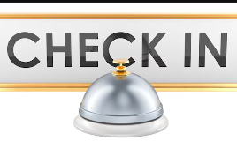 A service bell beneath a "Check In" sign, symbolizing the importance of regularly checking in on your goals and progress.